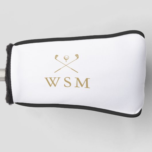 Personalized Gold Monogram Golf Clubs Golf Headcover (Vorderseite)