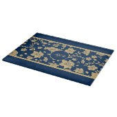 Personalized Gold Navy Floral Schneidebrett (Ecke)