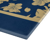 Personalized Gold Navy Floral Schneidebrett (Ecke)