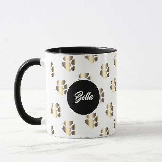 Personalized gold paws pattern pet lovers tasse (Links)