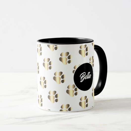 Personalized gold paws pattern pet lovers tasse (VorderseiteRechts)
