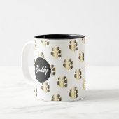 Personalized gold paws pattern pet lovers zweifarbige tasse (Vorderseite Links)