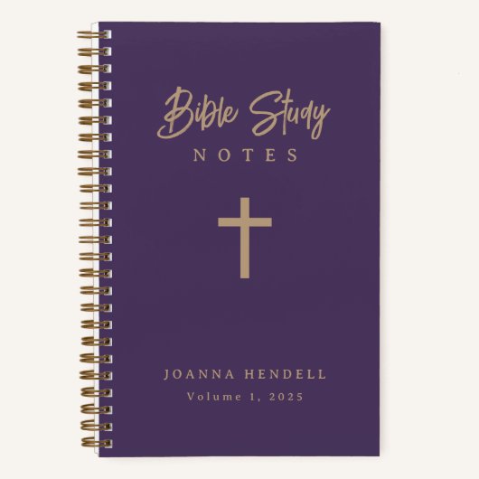 Personalized Gold Script Purple Bible Study Notizblock (Vorderseite)