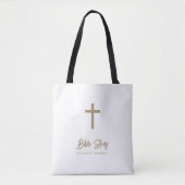 Personalized Gold Script White Bible Study Tasche (Vorderseite)
