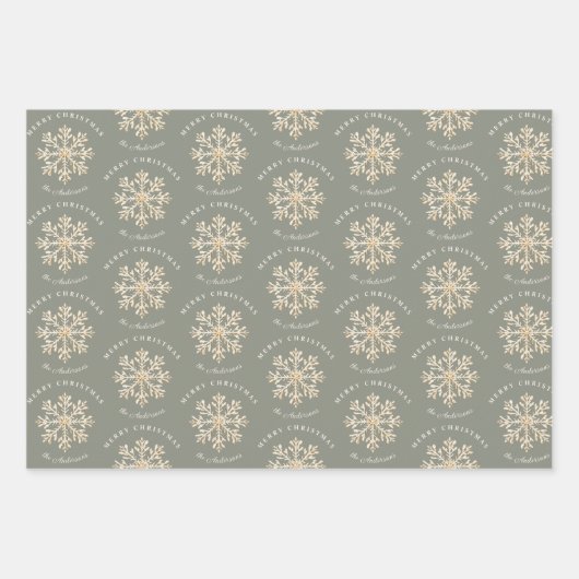 Personalized Gold Snowflake Christmas Geschenkpapier Set (Vorderseite 3)