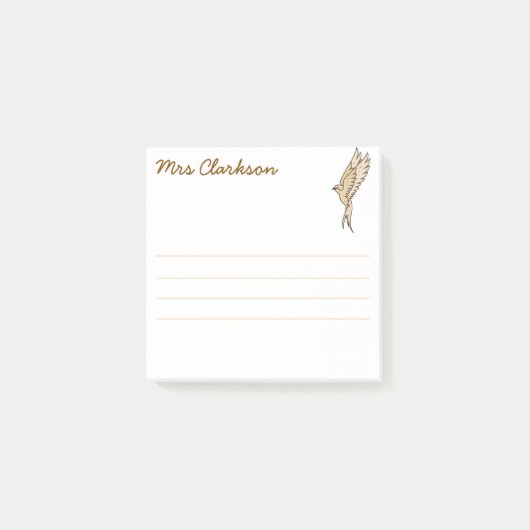 Personalized Gold Swallow for Homeschool parents Post-it Klebezettel (Vorderseite)