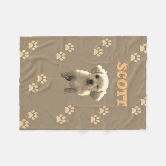 personalized golden dog blanket with custom name fleecedecke (Vorderseite (Horizontal))