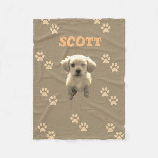 personalized golden dog blanket with custom name fleecedecke (Vorderseite)
