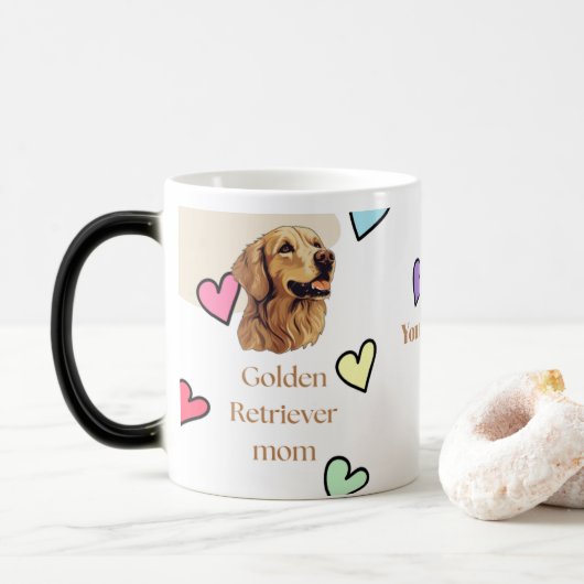 Personalized Golden Retriever Mom Mug - Custom Dog Verwandlungstasse (Mit Donut)