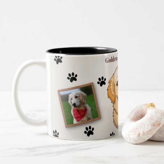 Personalized Golden Retriever Mom Mug - Custom Zweifarbige Tasse (Mit Donut)