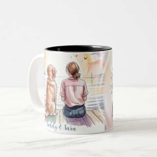 Personalized Golden Retriever Mom Mug - Custom Zweifarbige Tasse (Vorderseite Links)