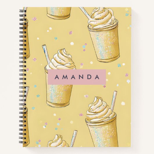 Personalized Golden Vanilla Milkshake Sparkle Notizblock (Vorderseite)