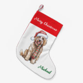 Personalized Goldendoodle Dog in Santa Hat  Kleiner Weihnachtsstrumpf (Vorderansicht (hängend))