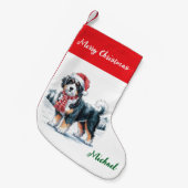 Personalized Goldendoodle Dog in Santa Hat  Kleiner Weihnachtsstrumpf (Vorderansicht (hängend))