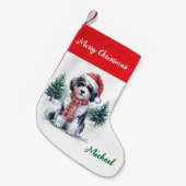 Personalized Goldendoodle Dog in Santa Hat  Kleiner Weihnachtsstrumpf (Vorderansicht (hängend))