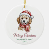 Personalized Goldendoodle Dog Santa Hat Christmas Keramik Ornament (Vorne)