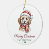 Personalized Goldendoodle Dog Santa Hat Christmas Keramik Ornament (Links)