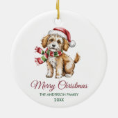 Personalized Goldendoodle Dog Santa Hat Christmas Keramik Ornament (Hinten)