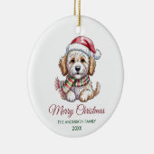 Personalized Goldendoodle Dog Santa Hat Christmas Keramik Ornament (Rechts)