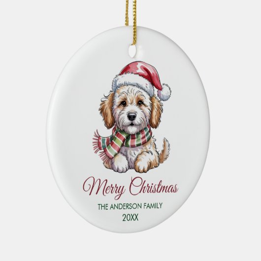 Personalized Goldendoodle Dog Santa Hat Christmas Keramik Ornament (Rechts)