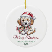 Personalized Goldendoodle Dog Santa Hat Christmas  Keramik Ornament (Hinten)