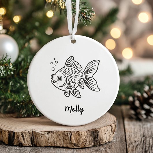Personalized Goldfish Christmas Keramik Ornament