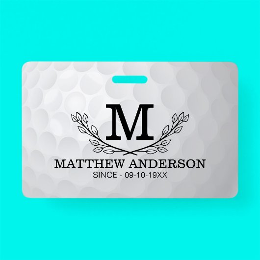 Personalized Golf Ball Pattern Name Monogram Age Ausweis