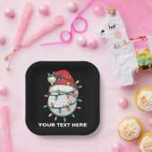 Personalized Golf Ball Santa Hat Christmas Lights Pappteller (Party)