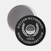 Personalized Golf Club Name Black And White Magnet (Vorderseite/Rückseite)