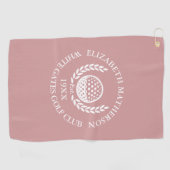Personalized Golf Club Name Dusty Rose Pink Golfhandtuch (Horizontal)