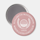 Personalized Golf Club Name Dusty Rose Pink Magnet (Vorderseite/Rückseite)