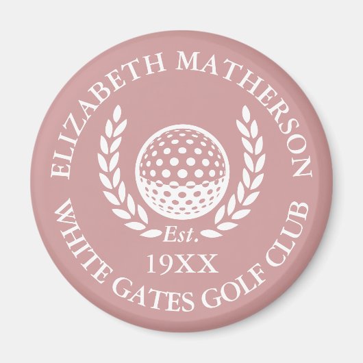 Personalized Golf Club Name Dusty Rose Pink Magnet (Vorne)