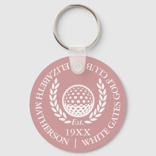Personalized Golf Club Name Dusty Rose Pink Schlüsselanhänger (Vorderseite)