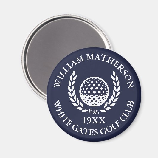 Personalized Golf Club Name Navy Blue Magnet (Vorderseite/Rückseite)