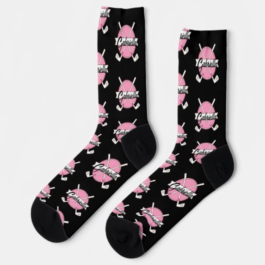 Personalized Golf Clubs Pink/Black Monogram Socken (Linkes Detail)