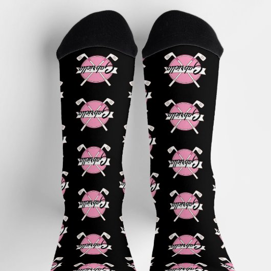 Personalized Golf Clubs Pink/Black Monogram  Socken (Oben)
