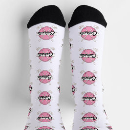 Personalized Golf Clubs Pink/White Monogram Socken