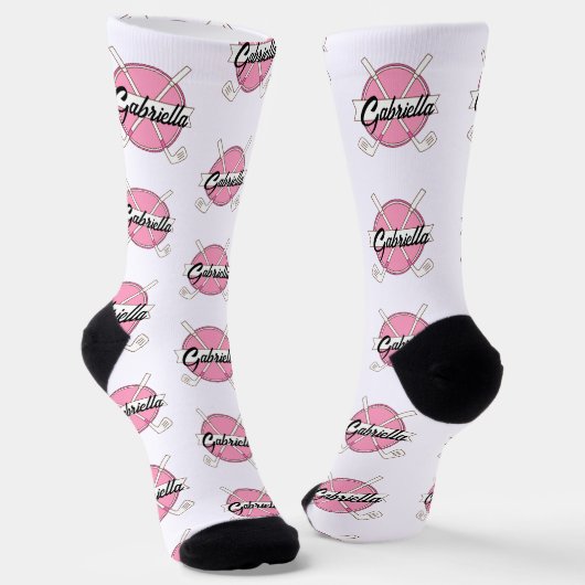 Personalized Golf Clubs Pink/White Monogram Socken (Gewinkelt)