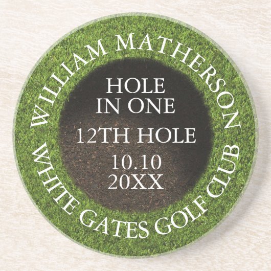 Personalized Golf Hole in One Award Getränkeuntersetzer (Vorne)