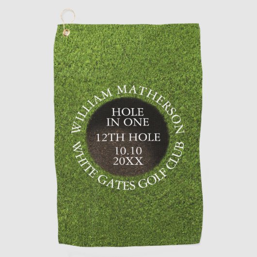Personalized Golf Hole in One Award Golfhandtuch (Vorderseite)