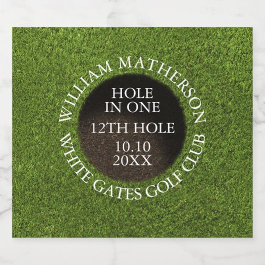 Personalized Golf Hole in One Award Schaumweinetikett (Einzelnes Label)