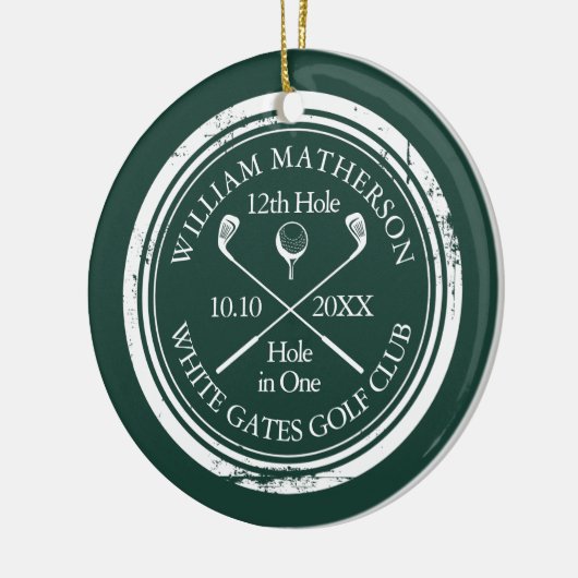 Personalized Golf Hole in One Keepsake Emerald Keramik Ornament (Links)