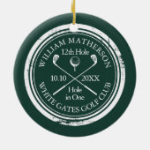 Personalized Golf Hole in One Keepsake Emerald Keramik Ornament (Hinten)