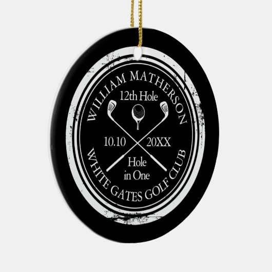 Personalized Golf Hole in One Keepsake Keramik Ornament (Rechts)