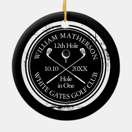 Personalized Golf Hole in One Keepsake Keramik Ornament (Hinten)