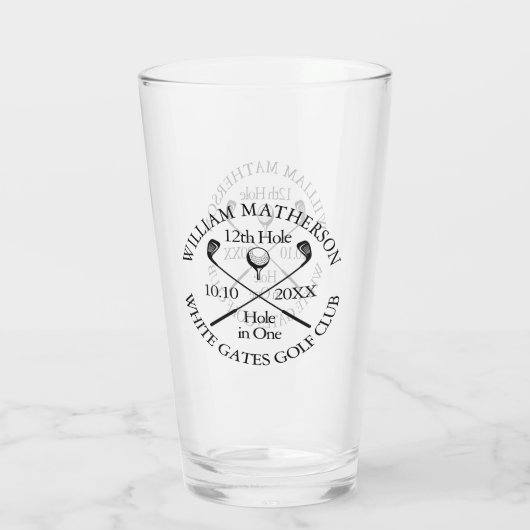 Personalized Golf Hole in One Modern Classic Glas (Rückseite)