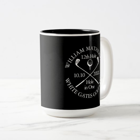 Personalized Golf Hole in One Modern Classic Zweifarbige Tasse (VorderseiteRechts)