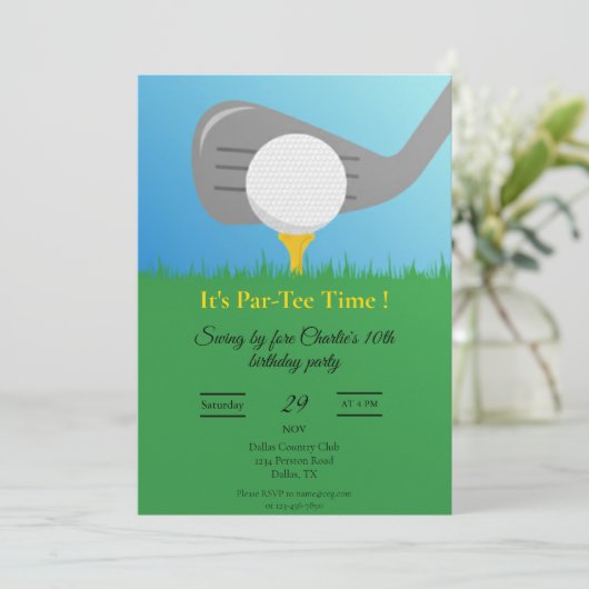 Personalized Golf Party Invitation Printable Einladung (Stehend Vorderseite)