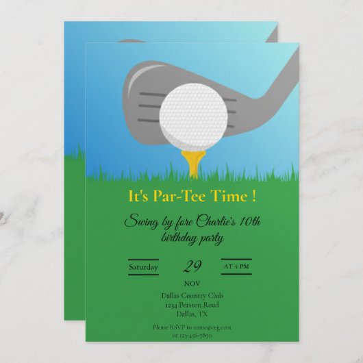 Personalized Golf Party Invitation Printable Einladung (Vorne/Hinten)