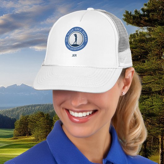 Personalized Golf Women's Modern Blue & White Truckerkappe